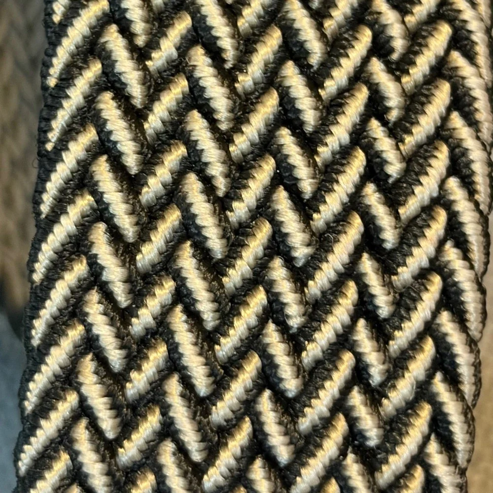Braided Belt Leather Trim Chevron Woven Business Classic Workwear Mens L/XL
